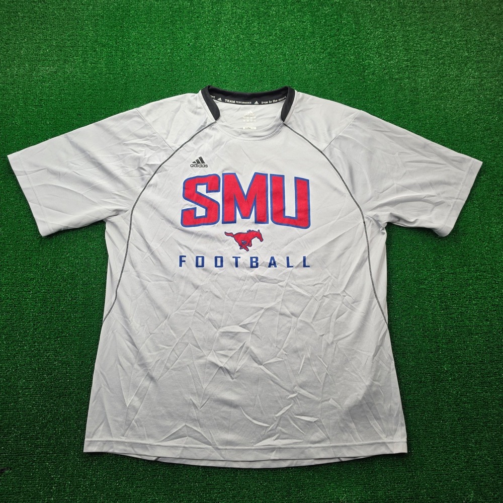 SMU Mustangs Football Adidas Team Performance Climalite Jersey Shirt Mens 2XL